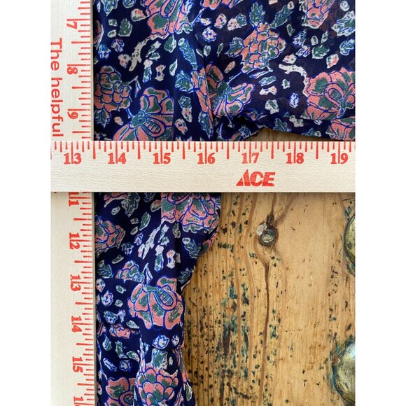 Madewell Womens Floral Print‎ V-Neck Short Sleeve Dress Size 6 Navy Polyester - Picture 8 of 8